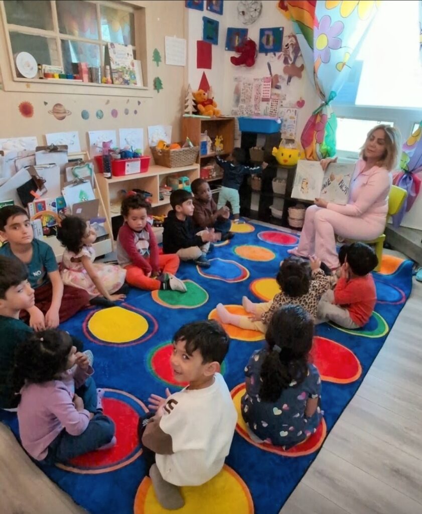 Story time with children at Aria Daycare